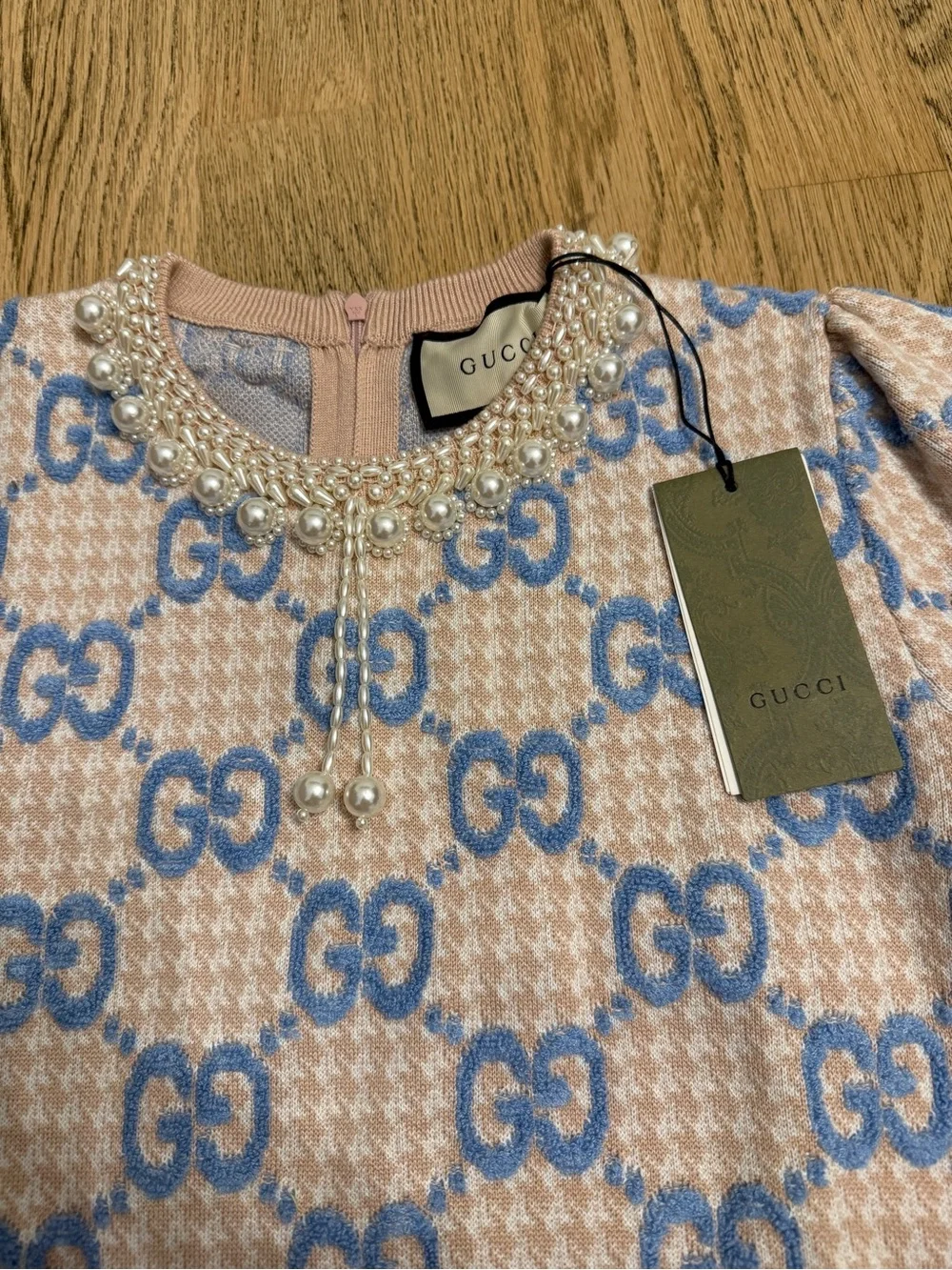 Gucci Pink and Blue GG Mini Dress - Picture 2 of 4